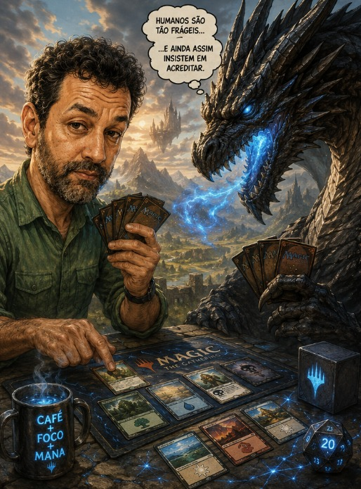 Fundador da Toca do TC jogando Magic: The Gathering